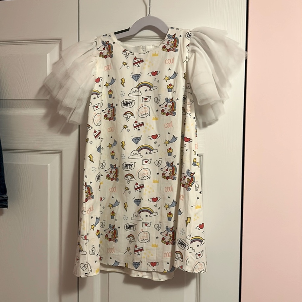 Lola and the Boys Paytern dress with tulle accent sleeves